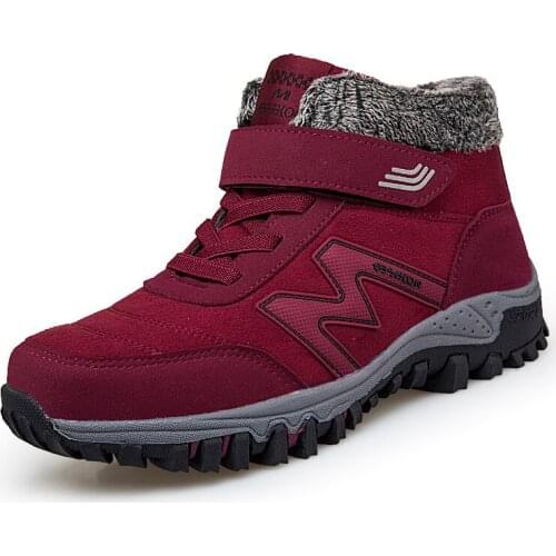 Winter Platform Boots Imitation Deerskin Leather Snow Boots Female Casual Shoes Fur Woman Booties Black Lace-Up Ankle Boot Mujer