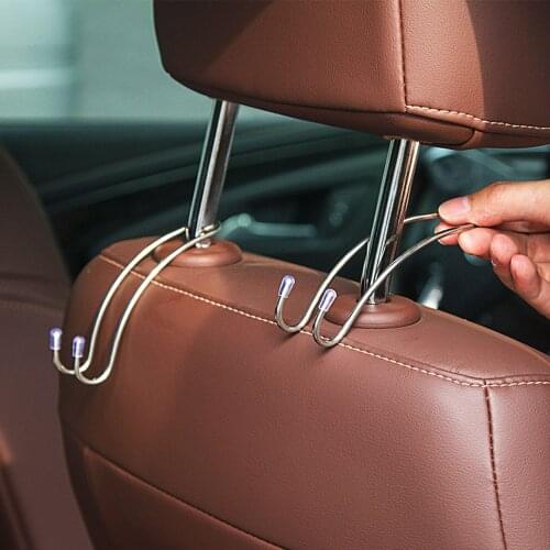 LEEPEE 1 Pair Hand rest Stainless Steel Holder Hook for Bag Purse Car Hanger Car Seat Back Clips Organizer Auto Fastener Clip
