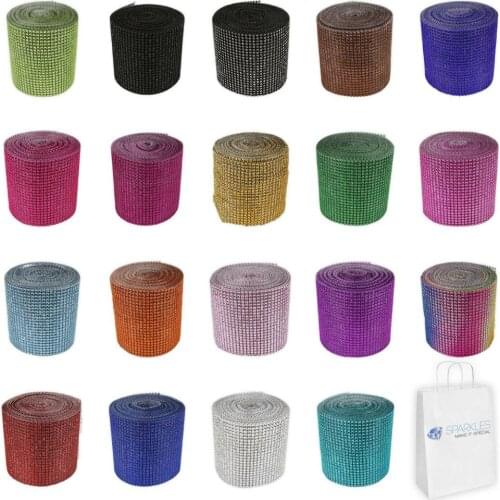 1 Yards Diamond Rhinestone Ribbon Mesh Wrap Wedding Party Floral Decorations