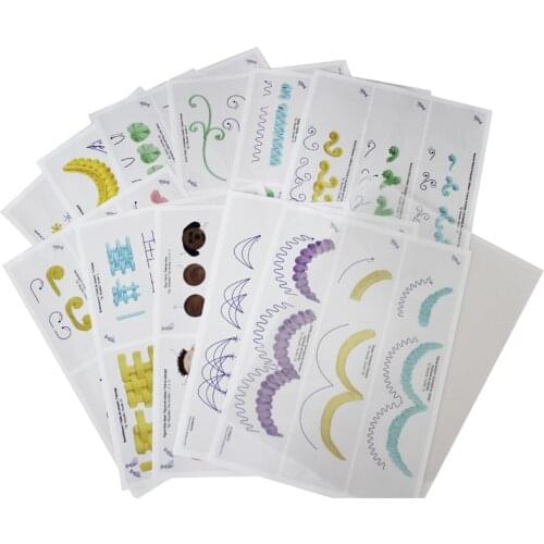 12pcs/set Cake Practice Template Board Piping Icing Drawing DIY Paste Teaching Paper Decorating Fondant Decor Baking Supplies