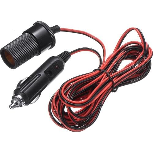 12V 10A Car Cigarette Lighter Extension Cable Accessories Power Adapter Plug Cord Lead Socket Connector Cord 5M