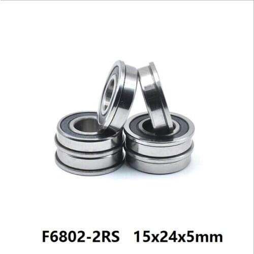 200pcs/lot flange bearing F6802-2RS F6802RS F6802 2RS 15x24x5 mm rubber sealed deep groove ball bearings 15*24*5 mm
