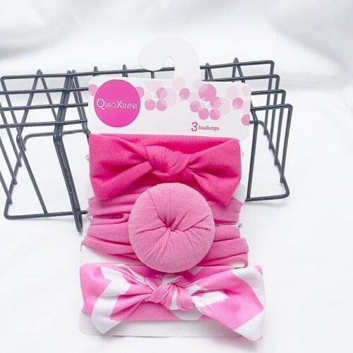 3Pcs/Set Pink Baby Headbands Flower Print Newborn Baby Turban Little Girl Headbands Elastic Hair Band For Baby Hair Accessories