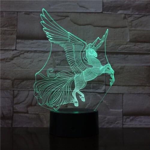 Flying Horse 3D Night Lamp Creative Novelty Electronic Gift Lamp Lovely cartoon Kids toys Night Light Novelty Usb Lamp 3199