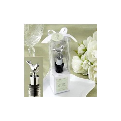 FREE SHIPPING(15pcs/Lot)+"Love Birds" Chrome Bottle Stopper Metal Bird Design Wine Stopper Wedding Party Giveaway Gift For Guest