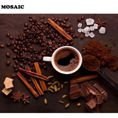 Diamond Painting Food coffee Wall Art DIY Christmas Gift Diamond Embroidery Mosaic Needlework Full Square round drill Home Decor