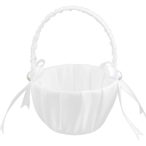 White Flower Basket, Wedding Basket, Flower Girl Basket, Steru Basket, Made of