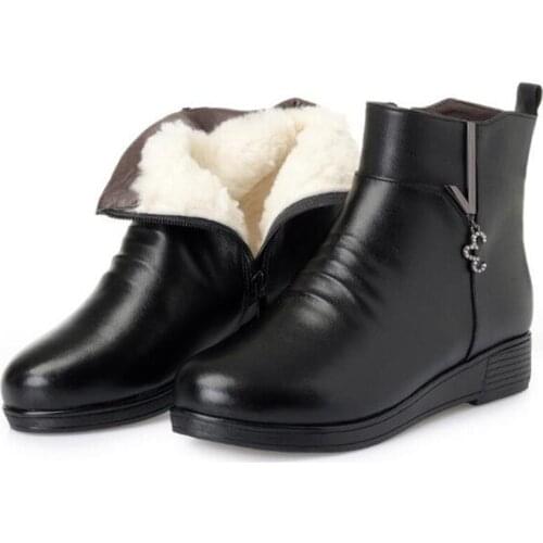 ZXRYXGS Brand Shoes Woman Boots Fashion Elegant Warm Plush and Wool Boots Women Shoes Snow Boots Real Leather Flat Women Boots