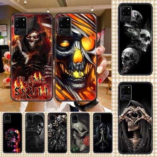 Grim Reaper Skull Skeleton Phone case For Samsung Galaxy Note 4 8 9 10 20 S8 S9 S10 S10E S20 Plus UITRA Ultra black tpu Etui