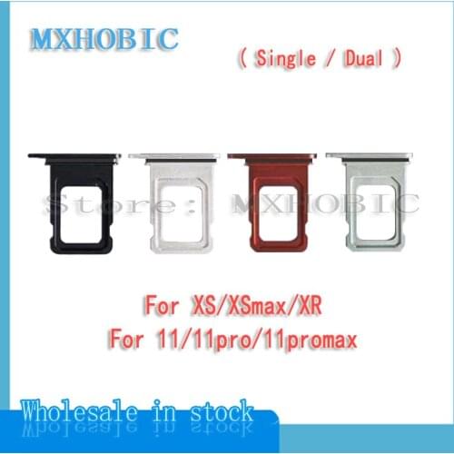 10pcs/lot SIM Card Tray Holder for iPhone XR XS 11 Pro Max Single Dual SIM Slot Adapter Socket Replacement Part