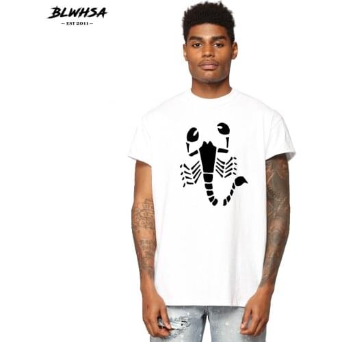 BLWHSA Scorpion Printed T Shirt Men Casual Cotton Short Sleeve Summer Hip Hop T-shirt Scorpion Printing Men Plus Tops Tees