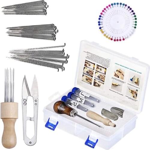 LMDZ Needle Felting Tools and Supplies, Needle Felting Kit with 60 Pcs Needles Felting Needles, Foam Mat, Wooden Handle