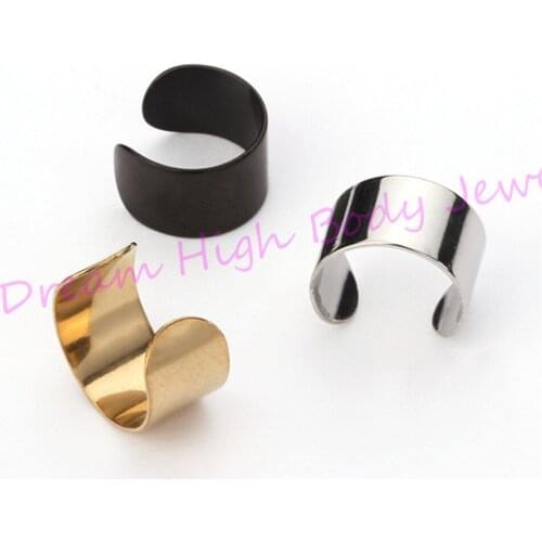 Cuff Ear Clip Punk Rock Wrap Earrings No piercing Gold Black Women Men Party Jewelry hollow U-shaped Simple 3COLORS