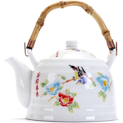 Jingdezhen Large Capacity Ceramic Teapot Loop-Handled Teapot Kettle Teapot High Grade and White Porcelain Teapot
