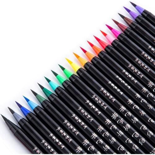 2Pcs Premium Soft Watercolor Brush Pen Flexible Tip Painting Brush Water Pens for Children Adult Black Holder Coloring
