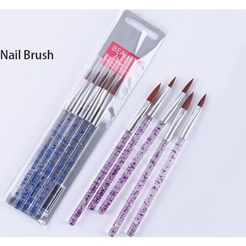 Nail Art Brush 5pcs Set of Crystal Carving Pen Glitter Transparent Rod Crystal Pen for Crystal Nail