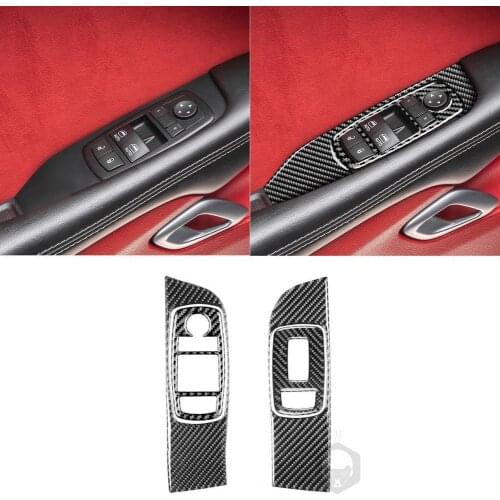 4Pcs/Set Car Window Sticker Good Heat Resistance High-gloss Coating Carbon Fiber Auto Steering Wheel Cover Trim for Central Cont