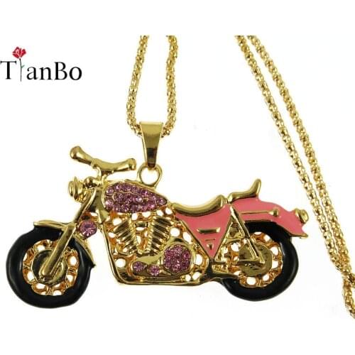 New Fashion Cool Motorcycle Necklaces Pendants Sweater chain for Women Statement Choker Long Chain Necklace Enamel Jewelry