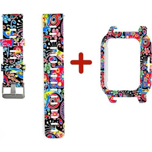 The new printed protective cover + silicone strap is suitable for Xiaomi Haaylou LS02 strap accessories