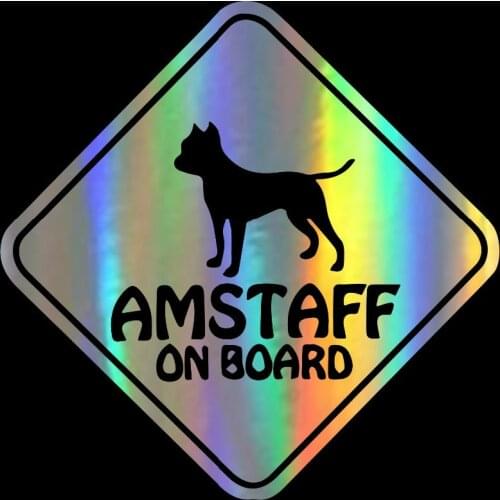Personalized Amstaff on Board Vinyl Car Body Window Dog Warning Car Bumper Sticker Accessories PVC 15cm X 15cm Car Window Decal