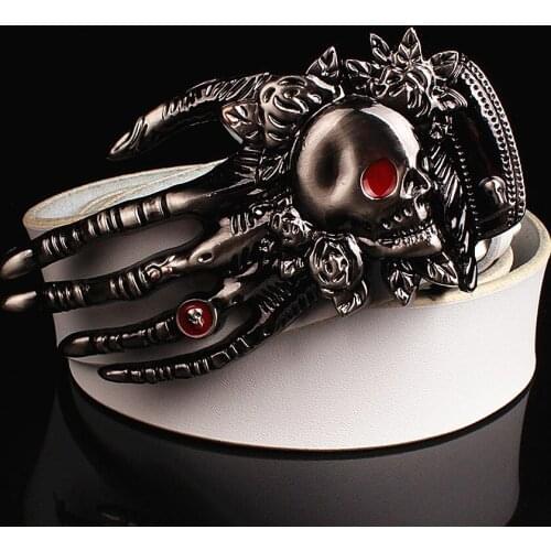 Cool fashion male leather belt metal buckle Skull devil palm design punk belts decorative belt skull kills hip hop girdle
