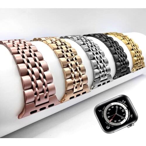 Correa for Apple Watch 44mm 42mm 40mm 38mm band iwatch se 6 5 4 3 strap Upgraded Version Solid Stainless Steel Business bracelet