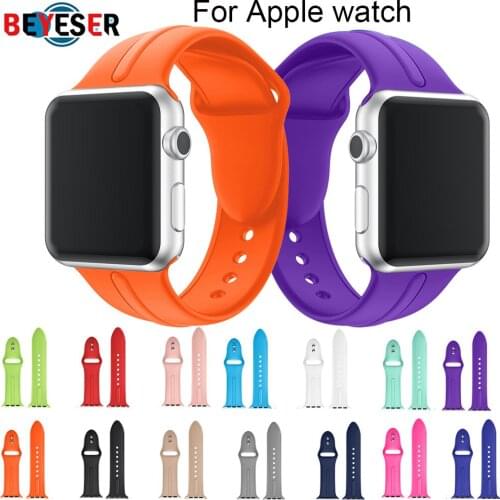 Soft Silicone Sports Watchband For Apple Watch Series 5/4/3/2/1 38mm 42mm Rubber Strap For i watch Bands 40mm 44mm belt Bracelet