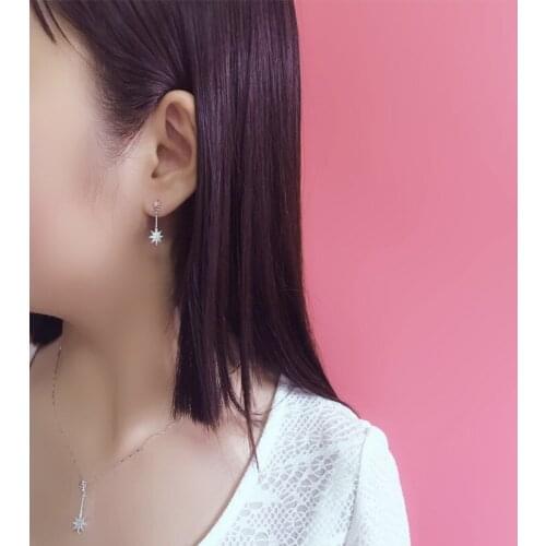 Snowflake Jewelry Sets For Women Round Cubic Zircon Hypoallergenic Copper 925 Necklace/Earrings Jewelry Sets Wholesale