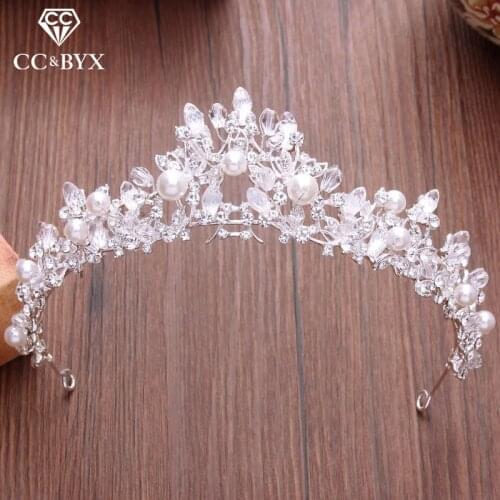 CC Tiaras And Crwons Hairbands Romantic Pearl Engagement Wedding Hair Accessories For Bridal Princess Jewelry Rhinestone XY133