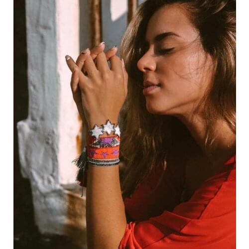 BLUESTAR Women Bracelet Turkish Eye MIYUKI Bracelet Star Chic Femme Pulseras Jewelry Handmade Woven Tassel