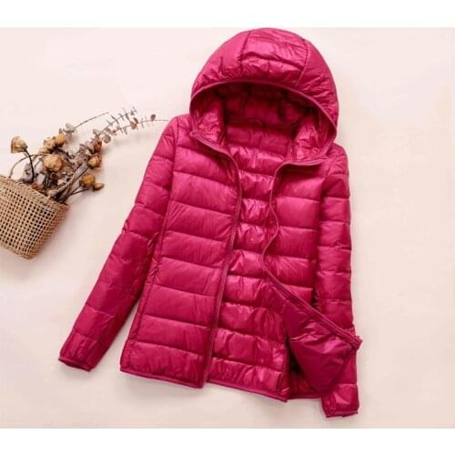 Women Hooded Down Jacket Autumn Winter Female Light Down Coats Casual Plus Size Long Sleeve ParkasClothes PD101