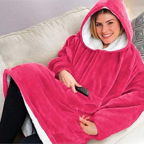 Winter Sherpa Blanket With Sleeve Ultra Plush Blanket Hoodie Warm Flannel Hooded Blankets For Women Men Warm Fleece Pajamas