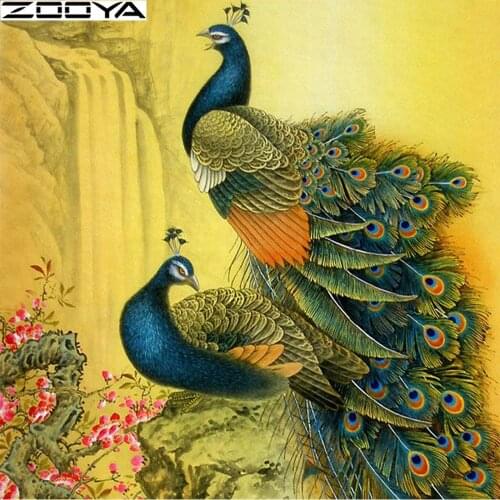 ZOOYA Diamond Embroidery Animals 5D DIY diamond embroidery peacock Full Square Drill Picture Of Rhinestone Home Decoration J0037