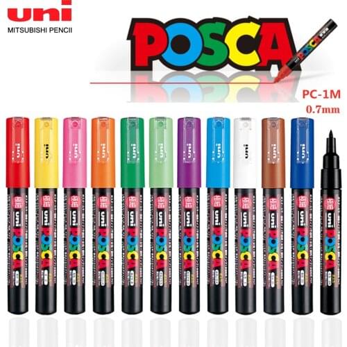 1pcs UNI Mitsubishi POSCA | PC-1M POP Poster Water-based Advertising/Graffiti | Mark Pen | 0.7 Nid Character Bright and Colorful