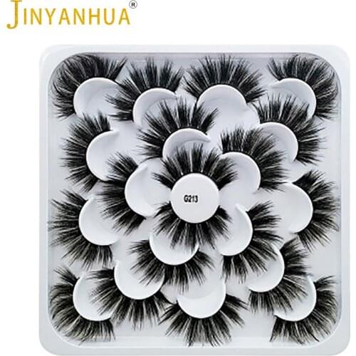 Lotus plate 10 pairs of natural long eyelashes 3D fake mink hair false eyelashes faux cils make up накладные ресницы
