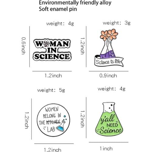 New 20Pcs Cartoon Chemistry Experiment Beaker Alloy Brooch Badge Lapel Pin Action Figure Toy