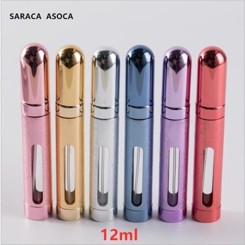 20pcs/lot 12ml Glass Tank Portable Perfume Bottles Anodized aluminum Spray Travel Make Up Refillable Bottle