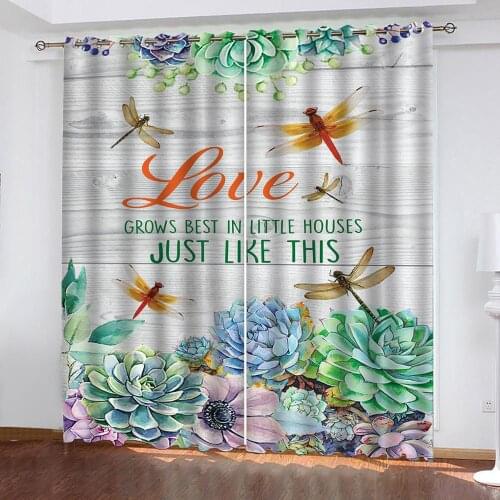 2020 new Blackout Curtain butterfly and flower Curtains For Living Room Bedroom green Cortinas Drapes