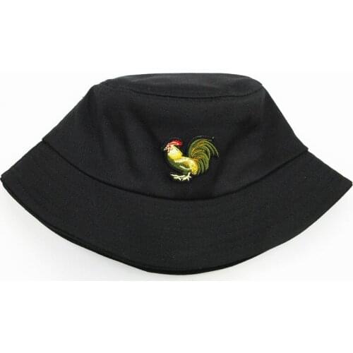 2021 Chicken Animals Embroidery Cotton Bucket Hat Fisherman Hat Outdoor Travel Hat Sun Cap Hats for Men and Women 315