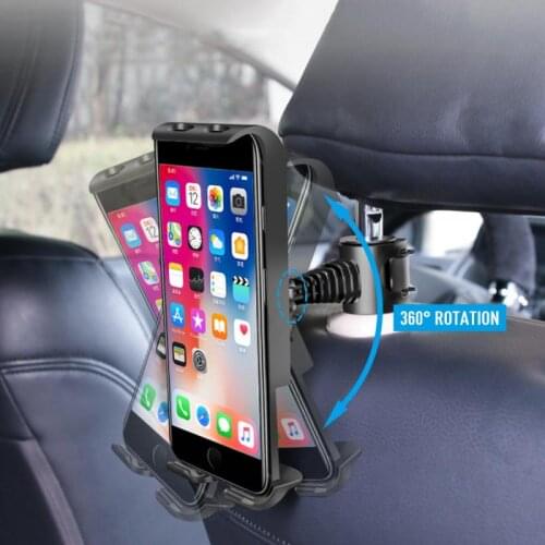 360Degree Rotation Car Back Seat Chair Phone Tablet PC Holder Car Mount Headrest Bracket Stand Mobile Phone Holders Accessories