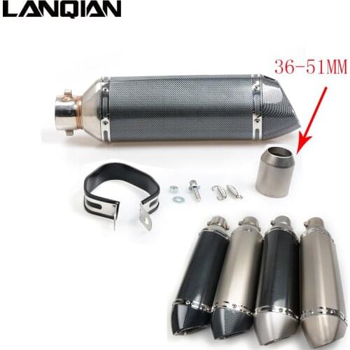 38- 51MM Carbon fiber Motorcycle Escape Modified Muffle Exhaust Pipe for KAWASAKI NINJA 250R Z125 NINJA 300r ZX10R Z750R ZX1400