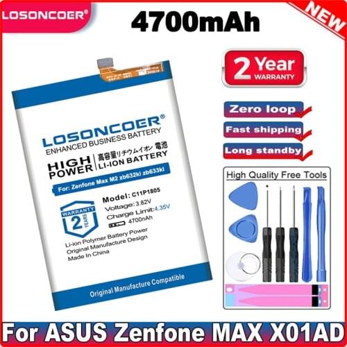 LOSONCOER C11P1805 Battery 4700mAh For ASUS Zenfone Max m2 zb632kl zb633kl M2 Dual SIM