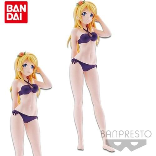 Bandai Genuine EXQ LoveLive! School Idol Project Ellie Swimsuit Cute Anime Action Figures Collectible Model Ornaments Toys