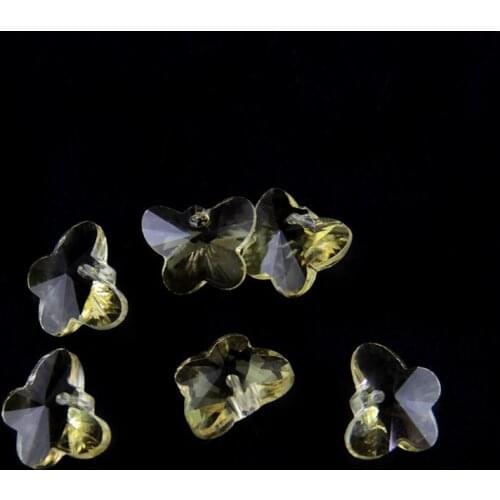 Butterfly Shape Beads Yellow Crystal Octagon Beads Pendants 200pcs/Lot 14mm With One Hole For Wedding Home Tree Decoration