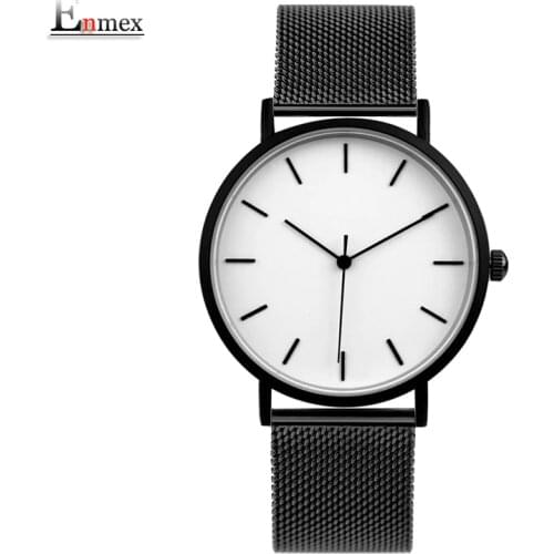 Enmex cool style men wristwatch Brief vogue simple stylish Genuine leather band simple brief face quartz clock fashion watch