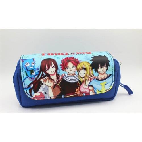 Anime FAIRY TAIL PU /Canvas Boys Girls Pencil Case Cosmetic Bag Student Stationery Pouch Makeup Organizer Bag