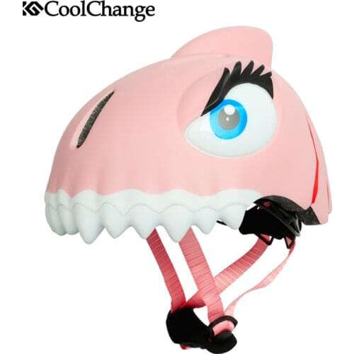 CoolChange Child Bike Helmets Safety Sports Cycling Kids Toddler Helmet Pulley Dinosaur Cartoon Bicycle Helmets For Boys Girls