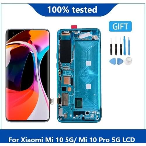 Super AMOLED For 6.67'' Xiaomi Mi 10 lcd Touch Screen Digitizer Screen Assembly For Xiaomi Mi 10 Pro 5G LCD Display With frame