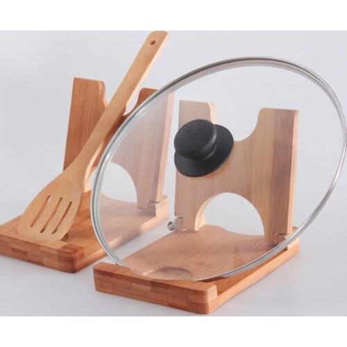 Environmentally Friendly Bamboo Pot Lid Holder Kitchen Organizer Pot Lid Rack Spoon Holder Cooking Dish Rack Pan Cover Stand