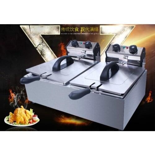 Electric Deep Fryers Double cylinder double screen electric frying pan fryer with time 6 L NEW